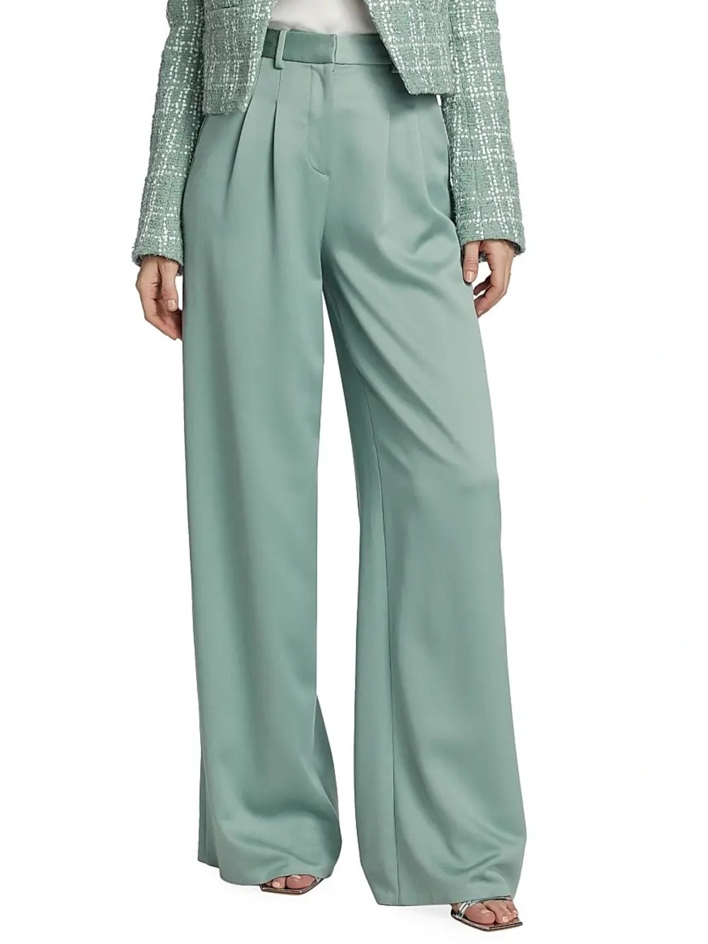 Derek Lam 10 Crosby Joetta Wide-Leg Pleated Trousers Size 12 NEW Dusty Teal
